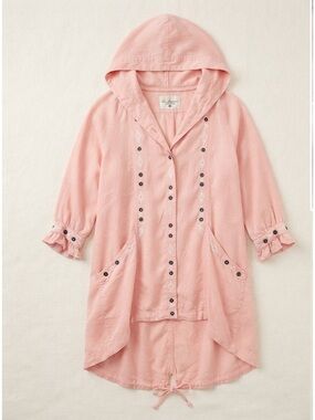 Embroidered Hooded Light Pink Jean Jacket made small fits more like medium large